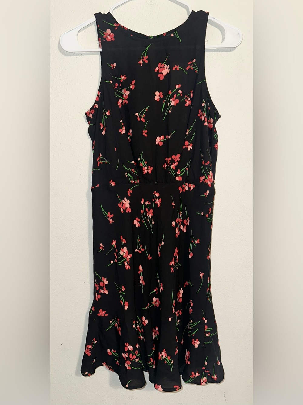 J. Crew Black Dress with Red Floral Design